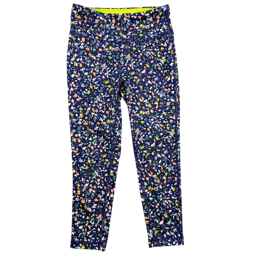 Ideology Girls Navy Blue Paint Splatter Athletic Leggings Size S Small Confetti